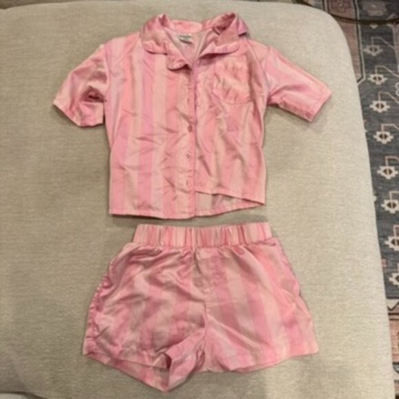 Art Class Girls' Pink Striped Pajama Set – Size M (7/8) - Picture 1 of 4